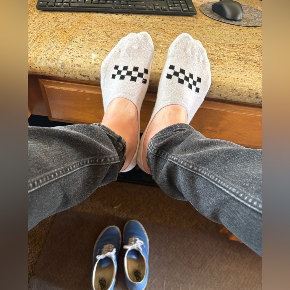 Checkered Gray No-Show Socks